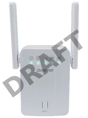 Повторитель беспроводного сигнала Digma D-WR300 10/100BASE-TX белый (упак.:1шт)