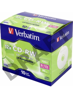 Диск CD-RW Verbatim 700Mb 12x Jewel case (10шт) (43148)
