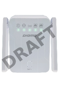 Повторитель беспроводного сигнала Digma D-WR300 10/100BASE-TX белый (упак.:1шт)