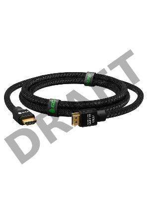 Кабель Greenconnect 1.0m HDMI версия 2.0, HDR 4:2:2, Ultra HD, 4K 60 fps 60Hz/5K*30Hz, 3D, AUDIO, 18.0 Гбит/с, 28/28 AWG, OD7.8mm, тройной экран, черный нейлон, AL корпус черный, GCR-51307