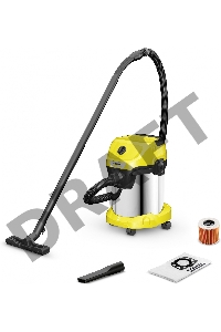 Строительный пылесос Karcher WD 3 S V-17/4/20 1000Вт (уборка: сухая/сбор воды) желтый