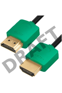 Greenconnect Кабель SLIM 1.5m HDMI 2.0, зеленые коннекторы Slim, OD3.8mm, HDR 4:2:2, Ultra HD, 4K 60 fps 60Hz, 3D, AUDIO, 18.0 Гбит/с, 32/32 AWG, GCR-51581 Greenconnect Кабель SLIM 1.5m HDMI 2.0, зеленые коннекторы Slim, OD3.8mm, HDR 4:2:2, Ultra HD, 4K 6