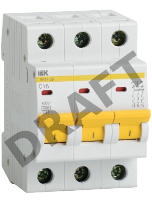 Авт. выкл. Iek MVA20-3-010-C  ВА47-29 3Р 10А 4,5кА х-ка С ИЭК