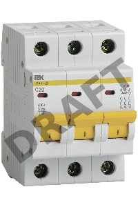 Авт. выкл. Iek MVA20-3-020-C  ВА47-29 3Р 20А 4,5кА х-ка С ИЭК