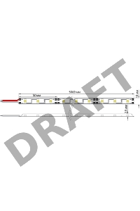 LED лента открытая, 8 мм, IP23, SMD 2835, 60 LED/m, 12 V, цвет свечения теплый белый