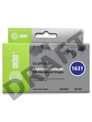 Картридж струйный Cactus CS-EPT1631 черный для Epson WF-2010/2510/2520/2530/2540/2630/2650/2660 (14.6мл)