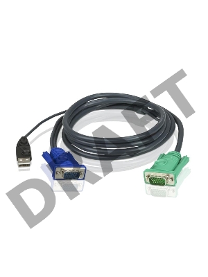 Кабель KVM ATEN 2L-5205U USB(тип А Male)+HDB15(Male) (-)  SPHD15(Male) 5,0м., черный.
