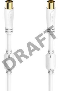 Кабель антенный Hama H-205246 Coax (m)/Coax (f) 1.5м. феррит.кольца Позолоченные контакты белый (00205246)