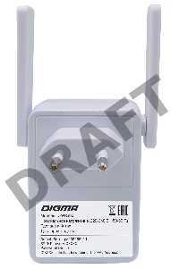 Повторитель беспроводного сигнала Digma D-WR300 10/100BASE-TX белый (упак.:1шт)