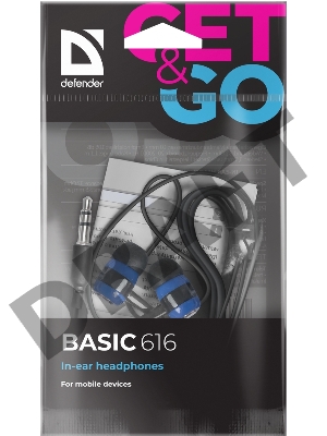 Наушники Defender Basic-616 Black/blue кабель 1,1 м
