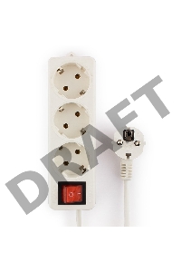 Сетевые фильтры Gembird Удлинитель Гарнизон EL-NB-G3-W-5, 3 евророзетки с выключателем и заземлением, допустимый ток 10А, длина 5м