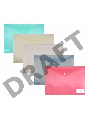 Конверт на кнопке Бюрократ -PKA3 A3 пластик 0.18мм ассорти карман для визитки