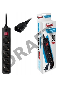 Сетевой фильтр Buro 500SH-1.8-UPS-B 1.8м (5 розеток) черный (коробка)