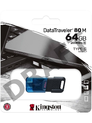 Флеш Диск Kingston 64Gb DataTraveler 80 M DT80M/64GB USB3.2 черный