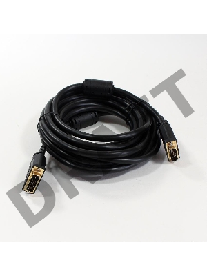 Кабель DVI 5м VCOM Кабель DVI-DVI Dual Link (25M-25M), 5m, 2 фильтра, VDV6300-5M
