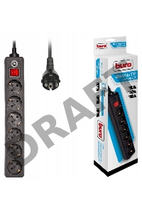 Сетевой фильтр Buro 600SH-1.8-B 1.8м (6 розеток) черный (коробка)