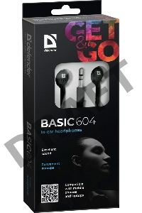 Наушники Defender вставки Basic 604 черный 63604