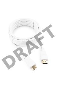 Кабель HDMI Gembird/Cablexpert , 3м, v1.4, 19M/19M, белый, позол.разъемы, экран, пакет(CC-HDMI4-W-10)