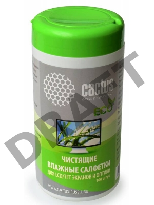 Салфетки Cactus CS-T1001E для экранов и оптики туба 100шт влажных