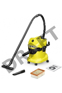 Строительный пылесос Karcher WD 4 V-20/5/22 1000Вт (уборка: сухая/сбор воды) желтый