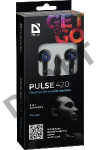 Гарнитура Defender Pulse-420 Black/blue 4-пин 3,5 мм jack, кабель-1,2м