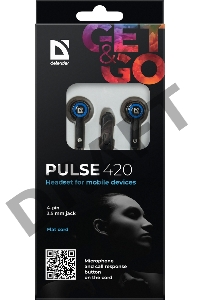 Гарнитура Defender Pulse-420 Black/blue 4-пин 3,5 мм jack, кабель-1,2м