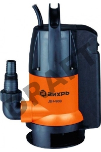 Насосы Вихрь ДН-900  68/2/3  Дренажный насос { 900 вт, глуб-8 м, max-15,5 м/час, частицы-35 мм }