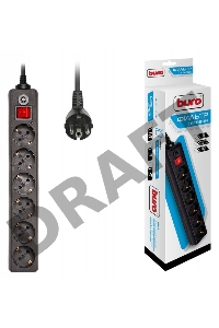 Сетевой фильтр Buro 600SH-3-B 3м (6 розеток) черный (коробка)