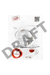 Кабель HDMI Gembird/Cablexpert , 3м, v1.4, 19M/19M, белый, позол.разъемы, экран, пакет(CC-HDMI4-W-10)