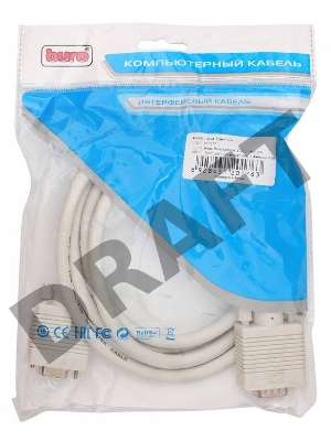 Удлинитель Buro кабеля VGA-15M/Fpro SVGA 15m/f для LCD мониторов 2 фильтра 1.8м