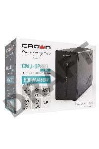 Источник бесперебойного питания CROWN ИБП CMU-SP800EURO {800VA, металл,1x12V/9AH, розетки 3*EURO+1*IEC bybas} CM000001492