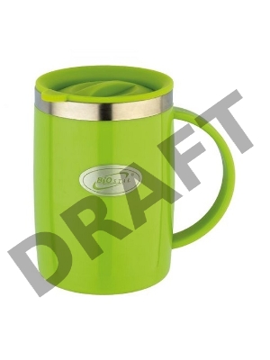 Термокружка Биосталь NE-500  с крышкой, цветной пластик, прямая 0.50 л.     