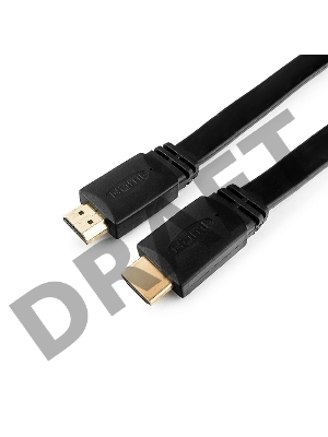 Кабель HDMI Gembird/Cablexpert , 1м, v1.4, 19M/19M, плоский кабель, черный, позол.разъемы, экран (CC-HDMI4F-1M)