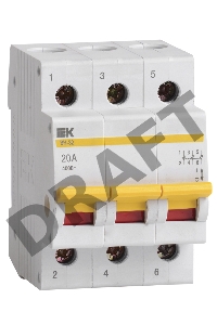 Выключатель нагрузки (мини-рубильник) Iek MNV10-3-020 ВН-32 3Р  20А ИЭК