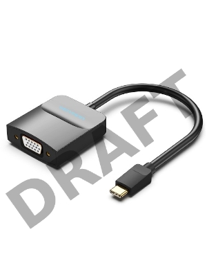 Мультимедиа конвертер Vention USB Type C M/VGA 15F, Черный