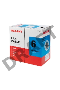 Кабель витая пара REXANT U/UTP, категория 6, ZH нг(А)-HF, 4PR, 23AWG, внутренний, серый, 305 м
