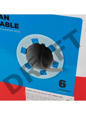 Кабель витая пара REXANT U/UTP, категория 6, ZH нг(А)-HF, 4PR, 23AWG, внутренний, серый, 305 м