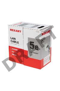 Кабель витая пара REXANT U/UTP, категория 5e, ZH нг(А)-HF, 4PR, 24AWG, внешний, черный, 305 м