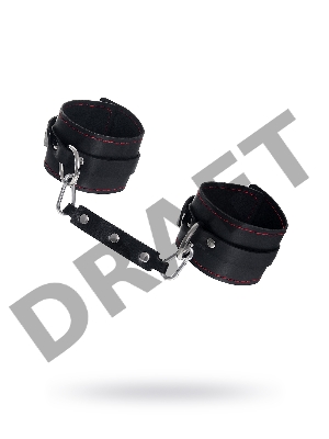 Оковы однослоиные с контрастнои строчкои Pecado BDSM, натуральная кожа, черные