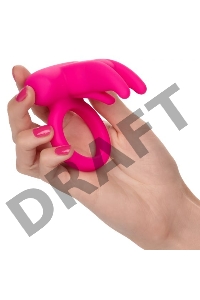 Розовое перезаряжаемое кольцо Silicone Rechargeable Triple Clit Flicker