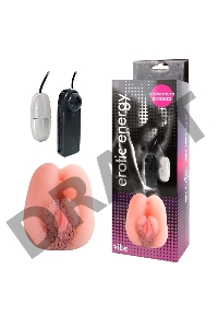 Вибровагина Erowoman телесного цвета с волосиками