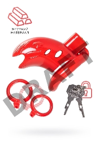 Пояс верности мужской Black&Red by TOYFA, ABS пластик, красный, 10 см