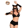 Костюм SoftLine Collection Catwoman (бюстгальтер,шортики,головной убор,маска,перчатки), черный, M
