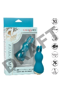 Бирюзовый мини-вибромассажер #AmazeMe с ушками - 10,75 см.