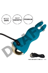 Бирюзовый мини-вибромассажер #AmazeMe с ушками - 10,75 см.