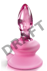 Стеклянная пробка с силиконовой присоской, розовая