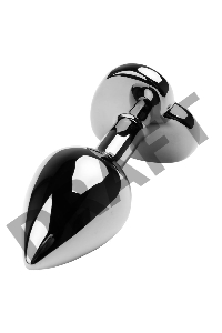 Анальная втулка Штучки-Дрючки, металл, серебряная, с фиолетовым кристаллом, 8 см, Ø 3 см, 165 г