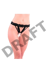 СТРИНГИ ЖЕНСКИЕ С ДОСТУПОМ И ПОДВЕСКОЙ разм. 50-52, цвет черный