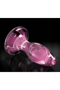 Стеклянная пробка с силиконовой присоской, розовая