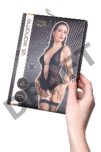 Эротическое боди Waname Exility с пажами для чулок черное (42-44)